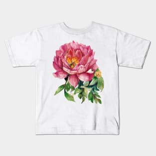 Loose Watercolor Peony 4 Kids T-Shirt